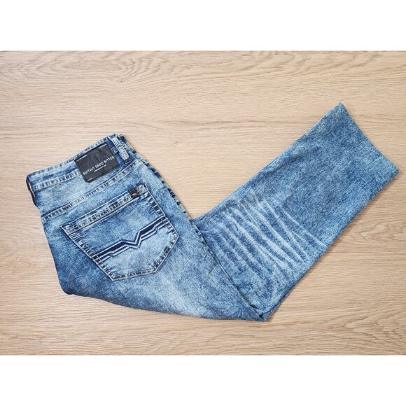 Buffalo David Bitton Evan-X Slim Straight Leg Basic Jean 34" Stretch Acid Wash - Picture 1 of 9
